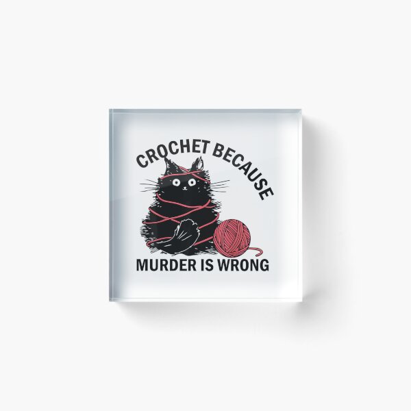 Item preview, Crochet Because Murder Is Wrong Funny Vintage Cat  designed and sold by mismesss.