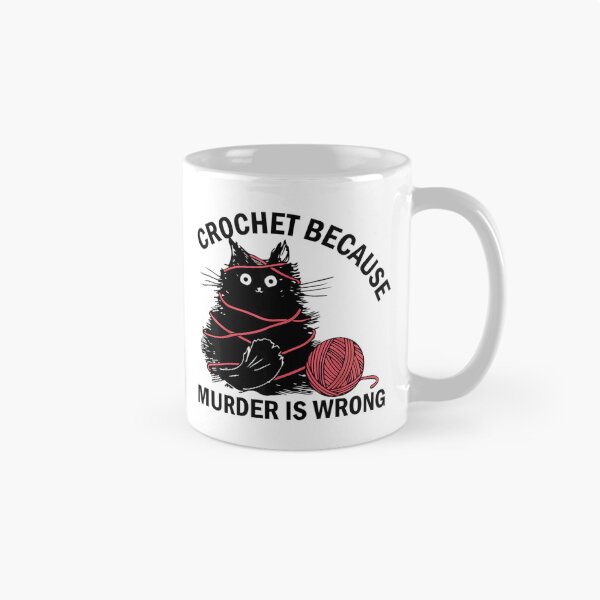 Item preview, Crochet Because Murder Is Wrong Funny Vintage Cat  designed and sold by mismesss.