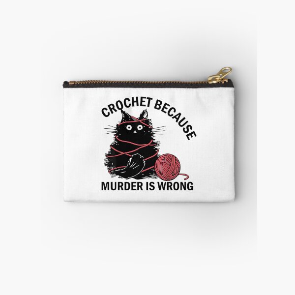 Item preview, Crochet Because Murder Is Wrong Funny Vintage Cat  designed and sold by mismesss.