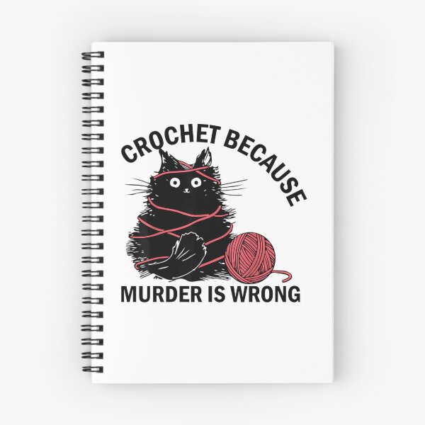 Item preview, Crochet Because Murder Is Wrong Funny Vintage Cat  designed and sold by mismesss.