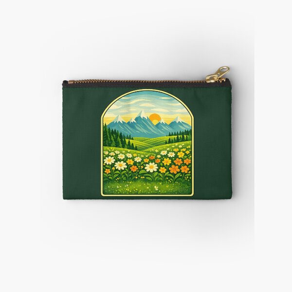 Item preview, Sunny Alpine Meadow – Retro Mountain Landscape with Wildflowers designed and sold by blankTeeShirt.