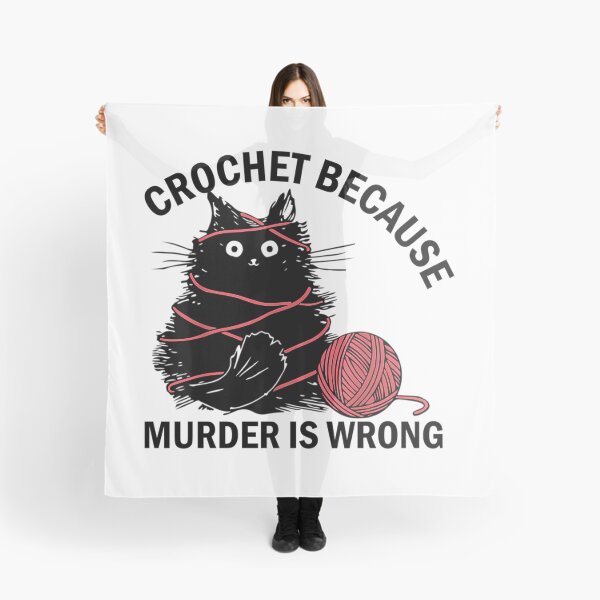 Item preview, Crochet Because Murder Is Wrong Funny Vintage Cat designed and sold by mismesss.