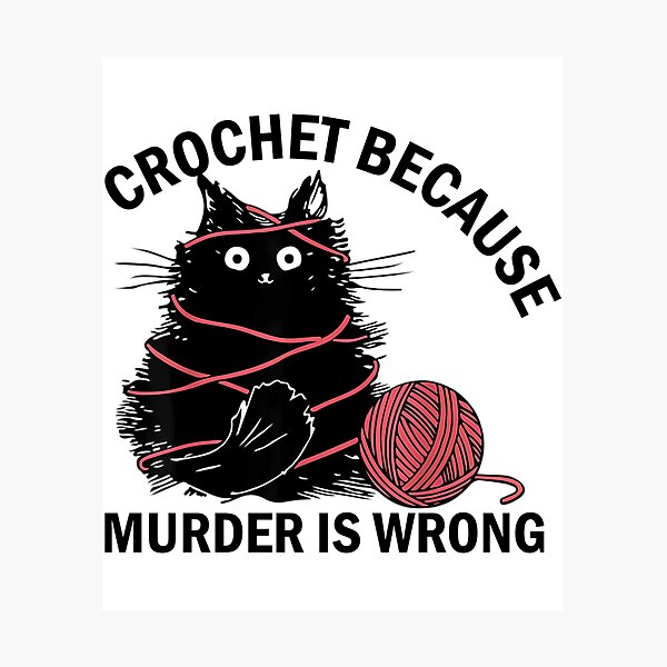 Item preview, Crochet Because Murder Is Wrong Funny Vintage Cat  designed and sold by mismesss.