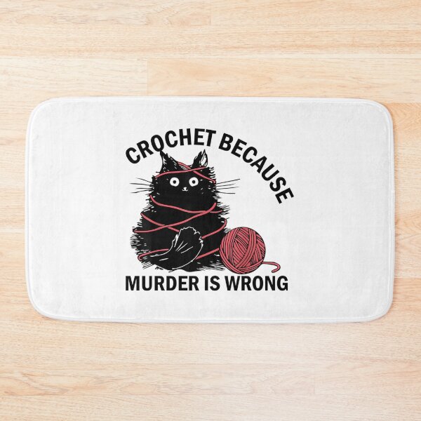 Item preview, Crochet Because Murder Is Wrong Funny Vintage Cat  designed and sold by mismesss.