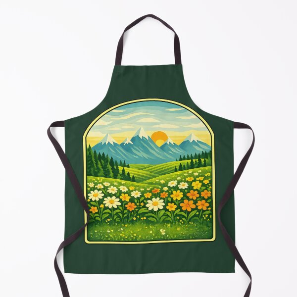 Item preview, Sunny Alpine Meadow – Retro Mountain Landscape with Wildflowers designed and sold by blankTeeShirt.