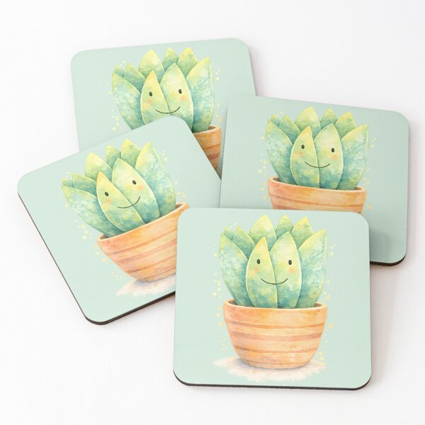 Item preview, Happy Watercolor Succulent – Cute Smiling Plant Illustration designed and sold by blankTeeShirt.