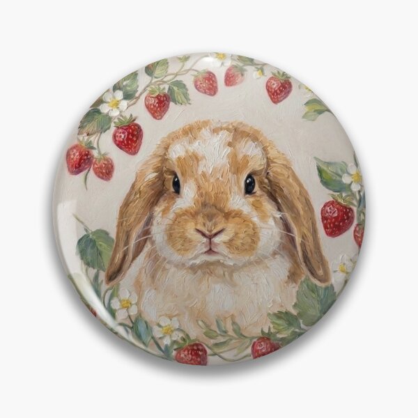 Item preview, Cute Lop Eared Bunny Portrait with Strawberry Wreath designed and sold by anti-wasabi-jp.