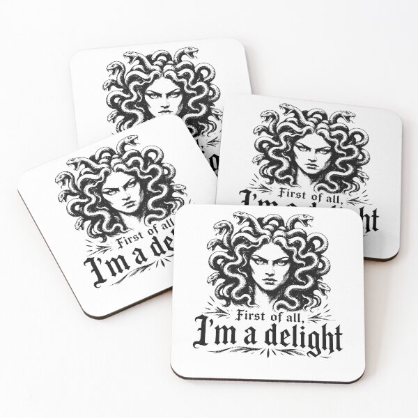 Item preview, First Of All Im A Delight Medusa Gorgon Dark Silver Engraved Mythology Fan Apparel designed and sold by slmfams.