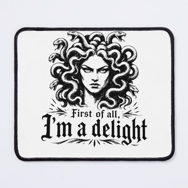 Item preview, First Of All Im A Delight Medusa Gorgon Dark Silver Engraved Mythology Fan Apparel designed and sold by slmfams.