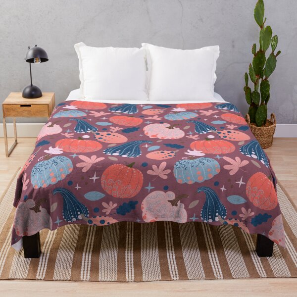 Item preview, Whimsical Pumpkin Patch - Orange and blue fall pattern designed and sold by Home Cyn Home.