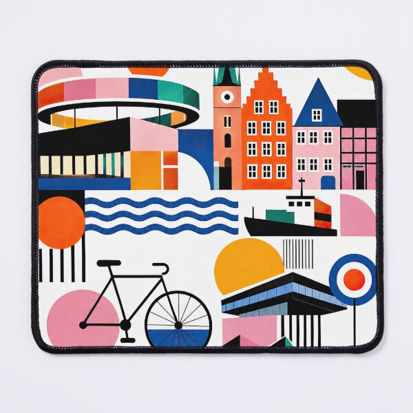 Item preview, Colorful geometric illustration of Aarhus, Denmark featuring ico designed and sold by ckybe.