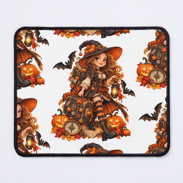 Item preview, Witchy Autumn Adventure – Pumpkin Explorer with Vintage Luggage designed and sold by Clothes With Smiling Animals Walt Gral.