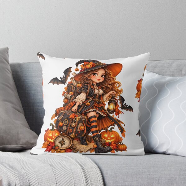 Item preview, Witchy Autumn Adventure – Pumpkin Explorer with Vintage Luggage designed and sold by Clothes With Smiling Animals Walt Gral.