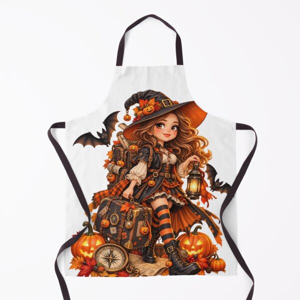 Item preview, Witchy Autumn Adventure – Pumpkin Explorer with Vintage Luggage designed and sold by Clothes With Smiling Animals Walt Gral.
