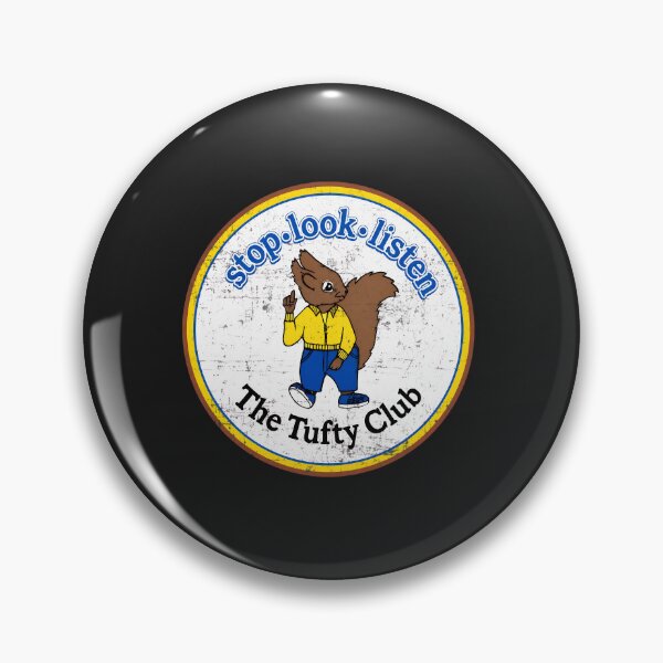Item preview, Stop Look Listen The Tuffy Club Squirrel Retro Badge designed and sold by Nanelms.