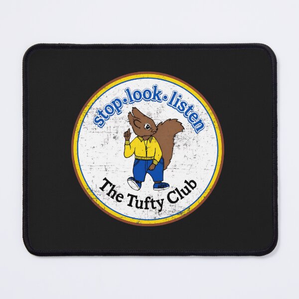 Item preview, Stop Look Listen The Tuffy Club Squirrel Retro Badge designed and sold by Nanelms.