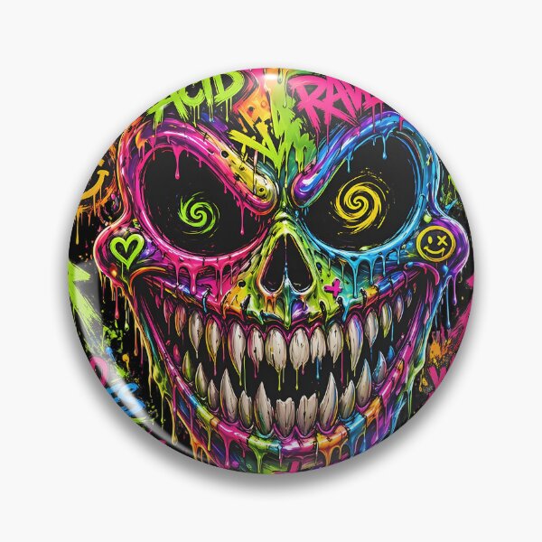Item preview, Acid Smile Skull-Like Symbol – Neon Rave Graffiti designed and sold by RH Design Lab.
