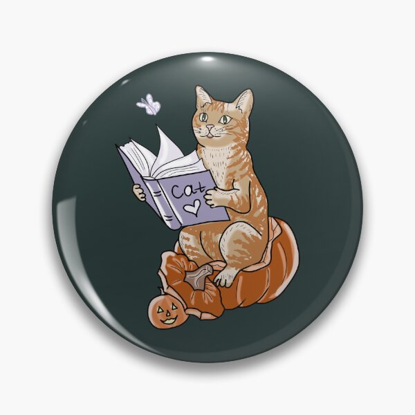 Item preview, Whimsical Cat Halloween Pumpkin Illustration Reading Book  designed and sold by LeshanArt.