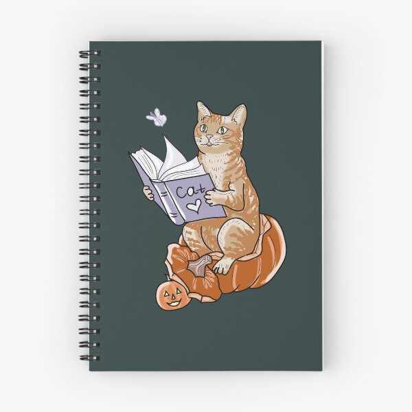 Item preview, Whimsical Cat Halloween Pumpkin Illustration Reading Book  designed and sold by LeshanArt.