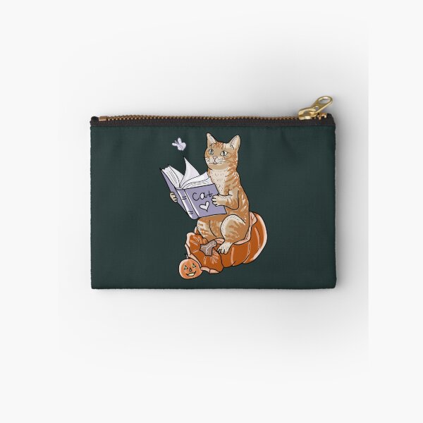 Item preview, Whimsical Cat Halloween Pumpkin Illustration Reading Book designed and sold by LeshanArt.