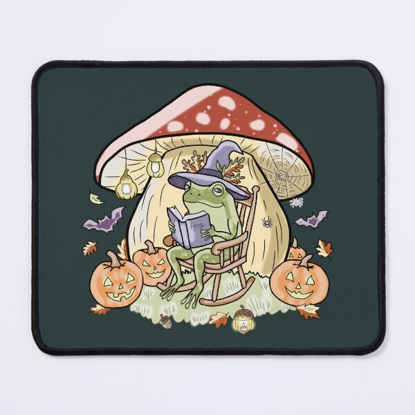 Item preview, Frog Reading Book Under Mushroom Halloween Spooky Cottagecore designed and sold by LeshanArt.