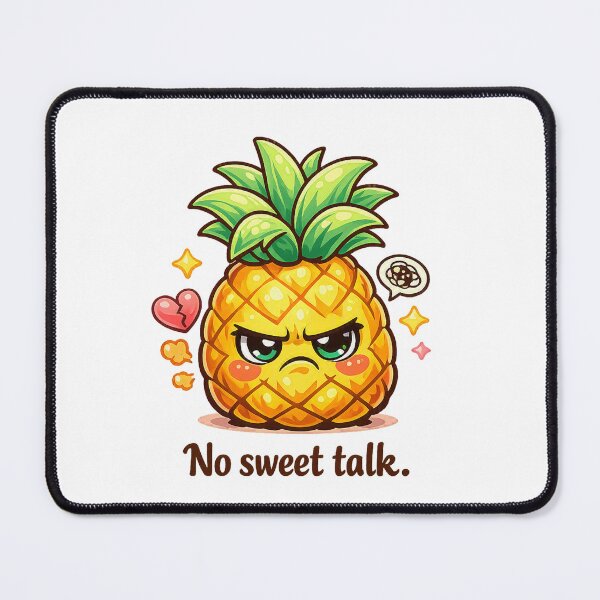 Item preview, No Sweet Talk Pineapple Pastel Kawaii Grumpy Fruit Art designed and sold by Sommium .