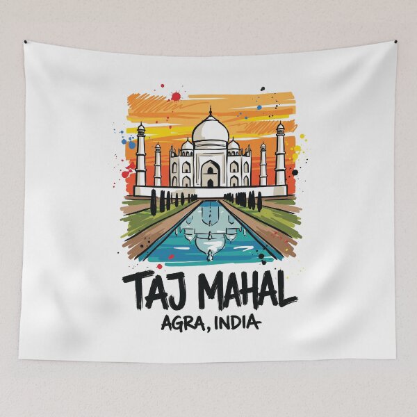 Artikelvorschau, Taj Mahal Agra Indien Reisekunstdruck entworfen und verkauft von Merch by Das Design Studio.