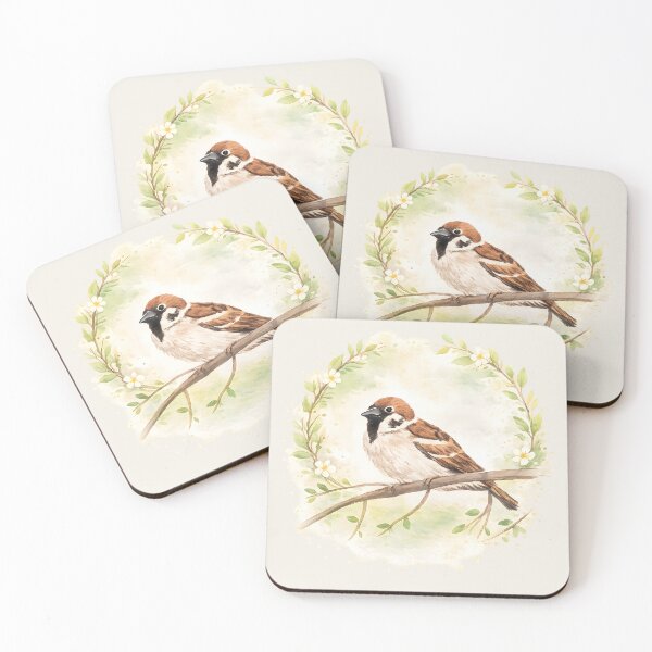 Item preview, Watercolor Sparrow in Floral Frame designed and sold by blankTeeShirt.