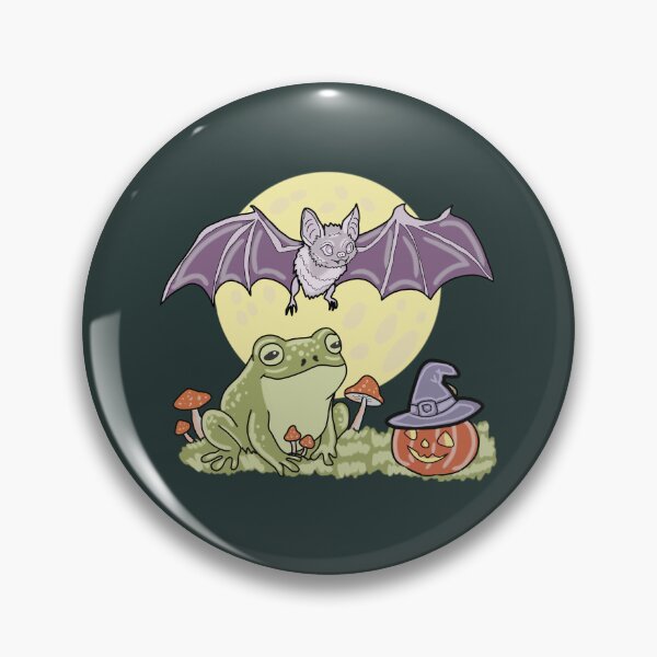 Item preview, Frog and Bat Cute Spooky Halloween Cottagecore Art designed and sold by LeshanArt.