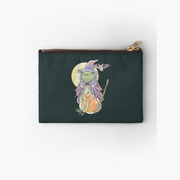 Item preview, Frog Witch on Pumpkin Cute Halloween Cottagecore Bat designed and sold by LeshanArt.