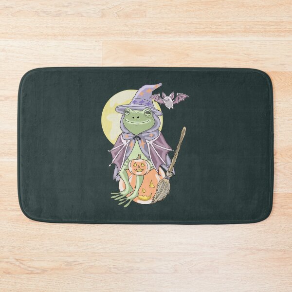 Item preview, Frog Witch on Pumpkin Cute Halloween Cottagecore Bat designed and sold by LeshanArt.