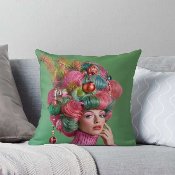 Item preview, Kitsch Christmas 1960s 60s retro green christmas tree woman greeting card designed and sold by MiettaPreston.
