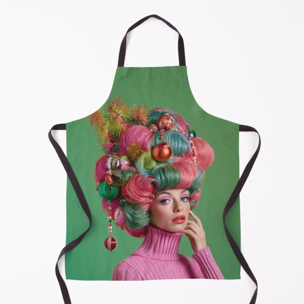 Item preview, Kitsch Christmas 1960s 60s retro green christmas tree woman greeting card designed and sold by MiettaPreston.