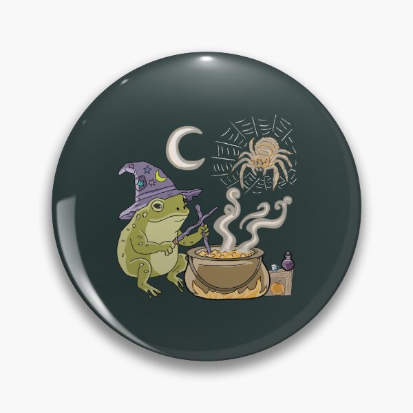Item preview, Frog Wizard Brewing Potion Halloween Cauldron Cottagecore designed and sold by LeshanArt.