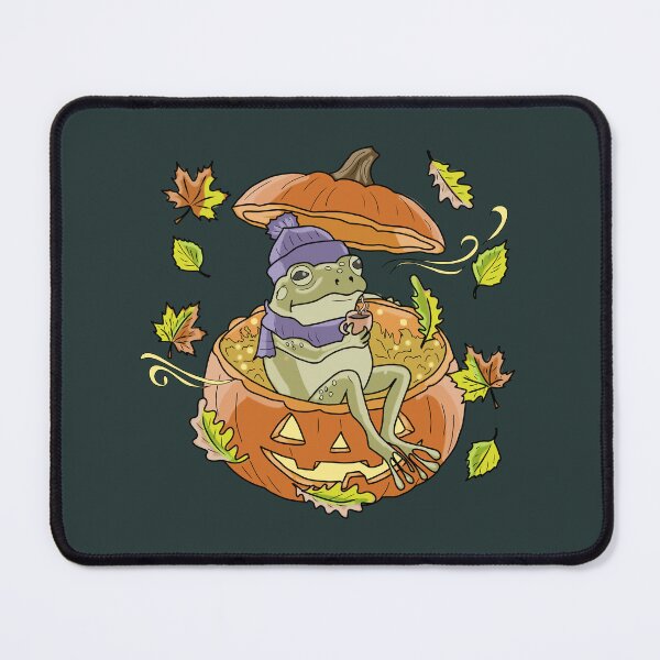 Item preview, Frog Sitting in a Autumn Pumpkin Cozy Cottagecore Halloween designed and sold by LeshanArt.
