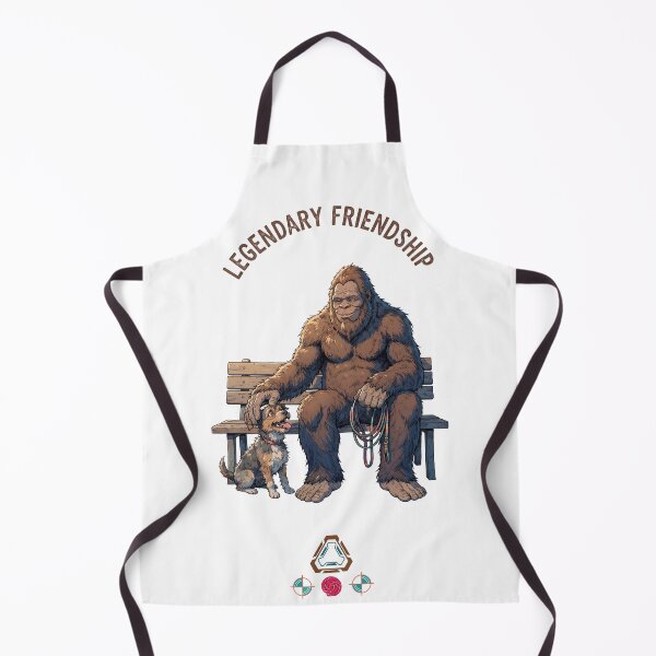 Item preview, Bigfoot at the Dog Park - Cute Sasquatch Petting a Dog Art designed and sold by Whimsy Trail Co.