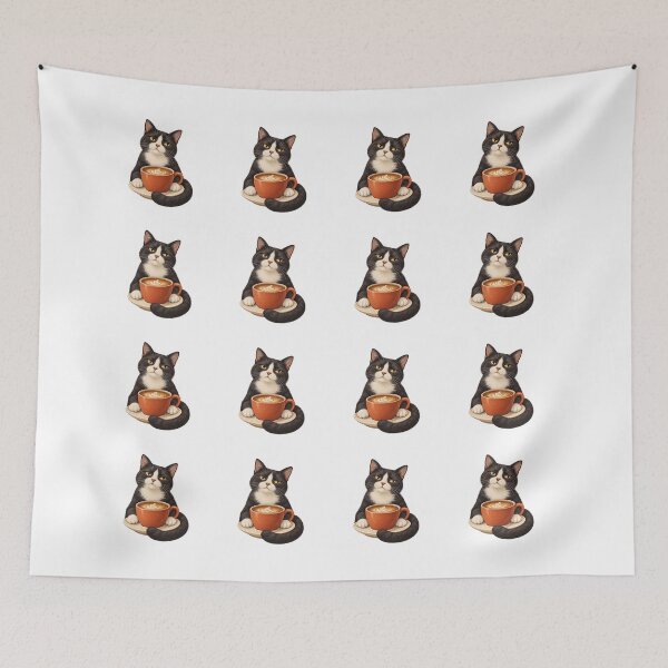 Item preview, Tuxedo Cat Supervising a Cup of Coffee designed and sold by SAS-Designer.