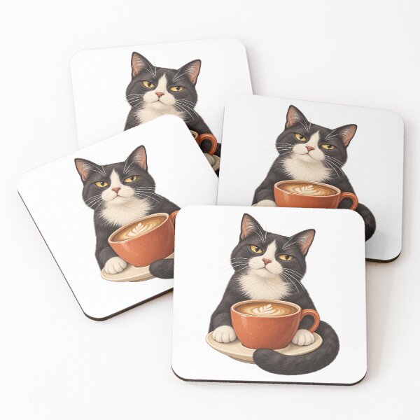 Item preview, Tuxedo Cat Supervising a Cup of Coffee designed and sold by SAS-Designer.