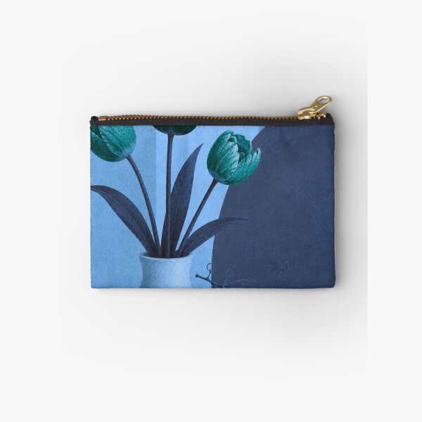 Item preview, Teal Tulips and Grapes – Blue Mid Century Botanical Still Life designed and sold by joycrysstudio.