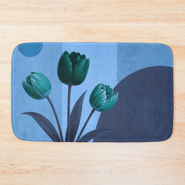 Item preview, Teal Tulips and Grapes – Blue Mid Century Botanical Still Life designed and sold by joycrysstudio.
