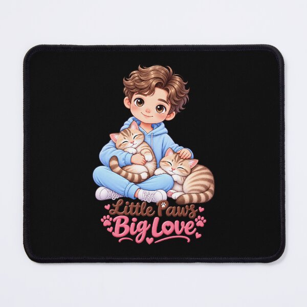 Item preview, Little Paws Big Love Cute Boy with Two Cats Kawaii Cat Lover Gift designed and sold by Meluna-studio.