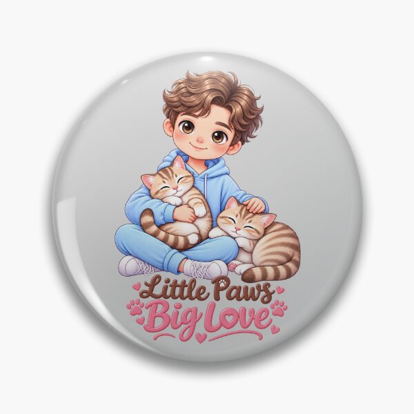 Item preview, Little Paws Big Love Cute Boy with Two Cats Kawaii Cat Lover Gift designed and sold by Meluna-studio.