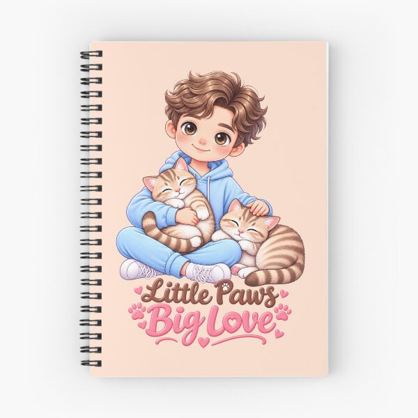 Item preview, Little Paws Big Love Cute Boy with Two Cats Kawaii Cat Lover Gift designed and sold by Meluna-studio.