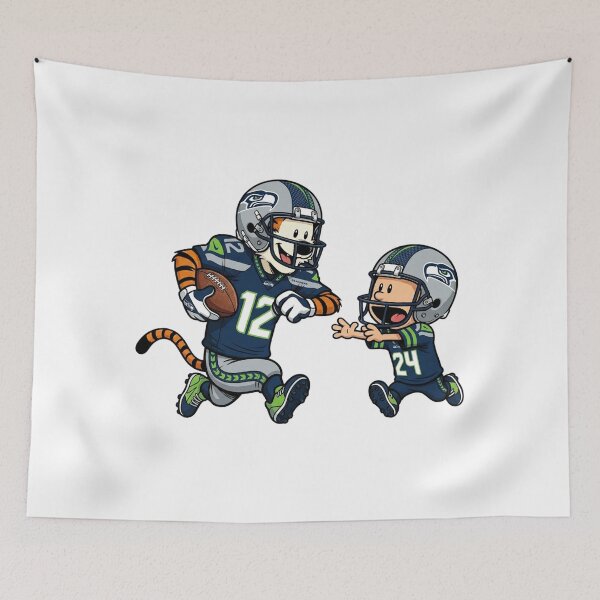 Item preview,  Calvin And Hobbes Playing Football Fan Seattle Team designed and sold by DamianRoy88.