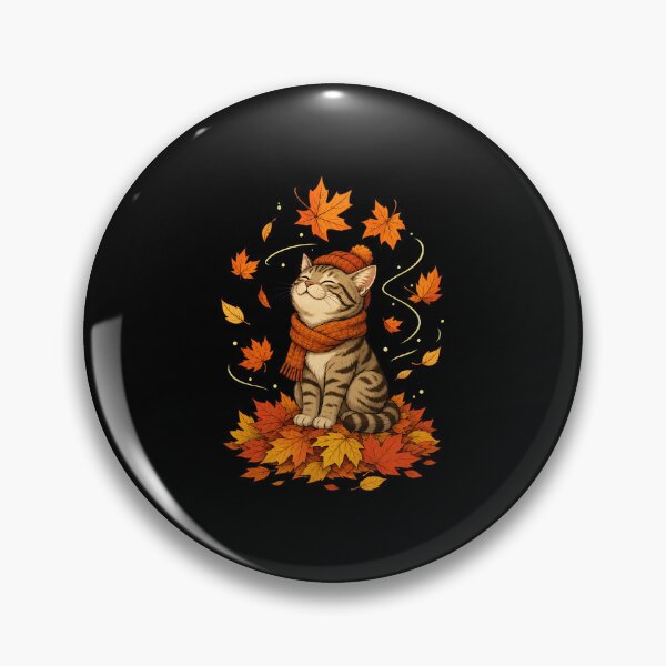 Item preview, Autumn Cat With Scarf And Falling Leaves designed and sold by SoyLamderma.