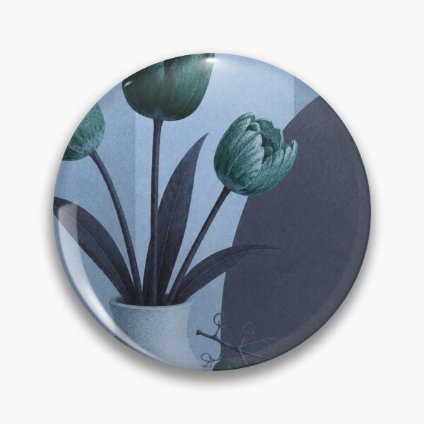 Item preview, Moody Blue Green Tulips – Mid Century Botanical Still Life designed and sold by joycrysstudio.