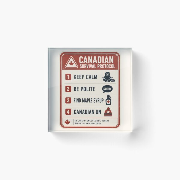 Item preview, Funny Canadian Survival Protocol Retro Sign Guide designed and sold by Sybille-Yates.