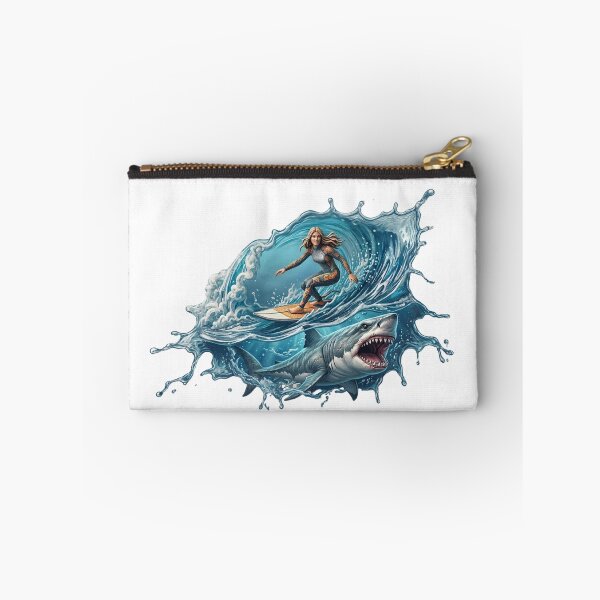 Item preview, Girl Surfer in Wave and Shark Jaws designed and sold by MK-WOOD.
