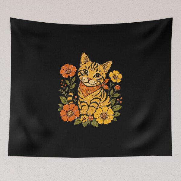 Item preview, Retro Cat Floral Portrait designed and sold by SoyLamderma.
