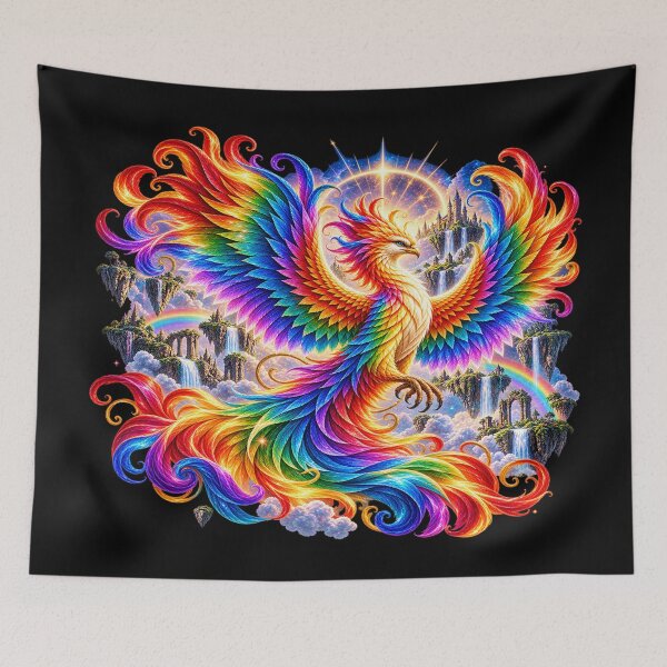 Item preview, Rainbow Phoenix – Fantasy Bird of Light and Hope designed and sold by TroviTutto.